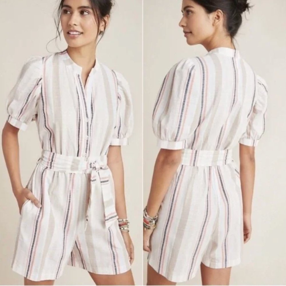 Anthropologie Amadi Lucie Striped Romper - Size Small Multicolor